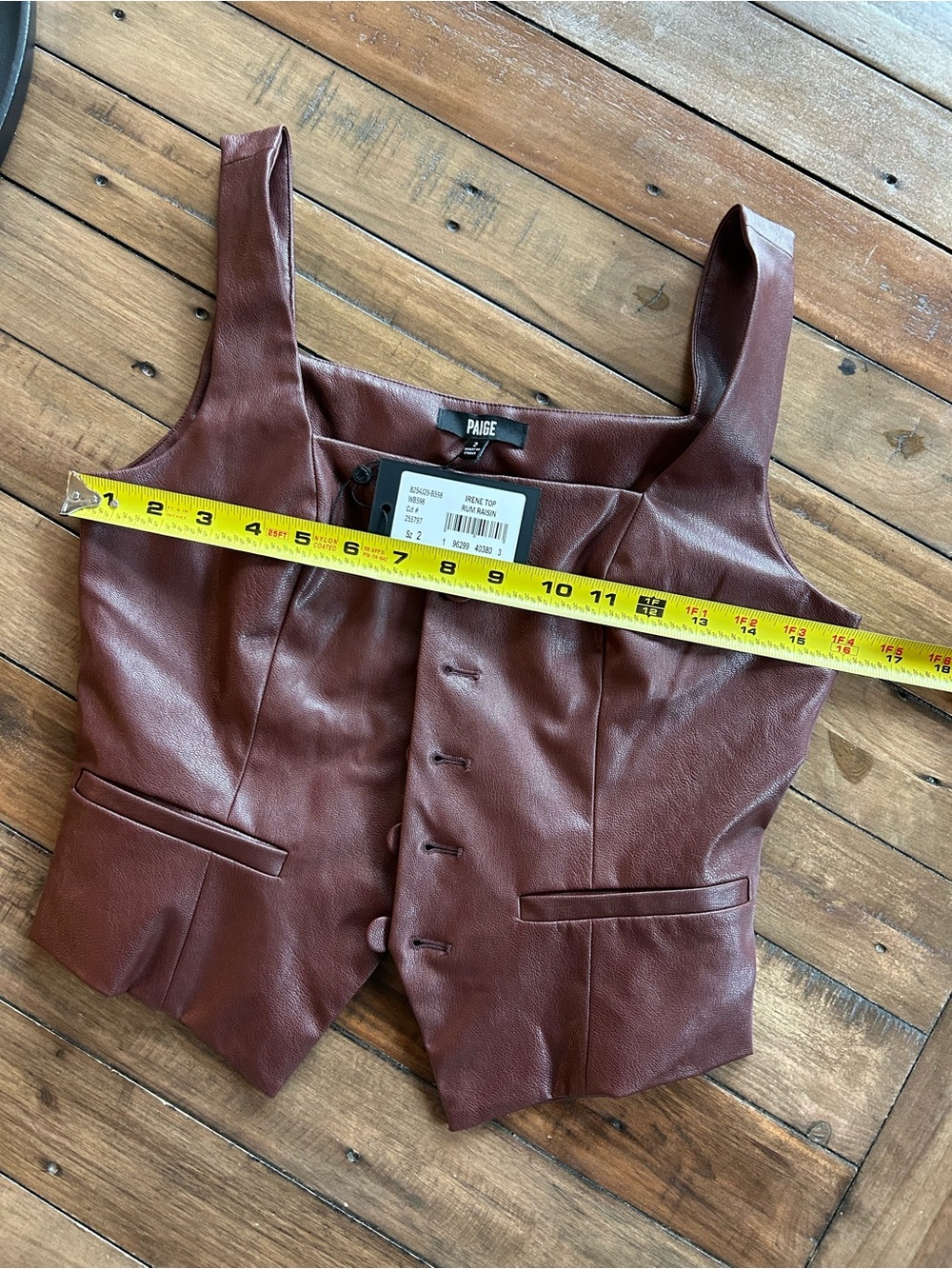 NWT Paige Irene Vegan Leather Vest Rum Raisin Burgundy 2 - Picture 11 of 12